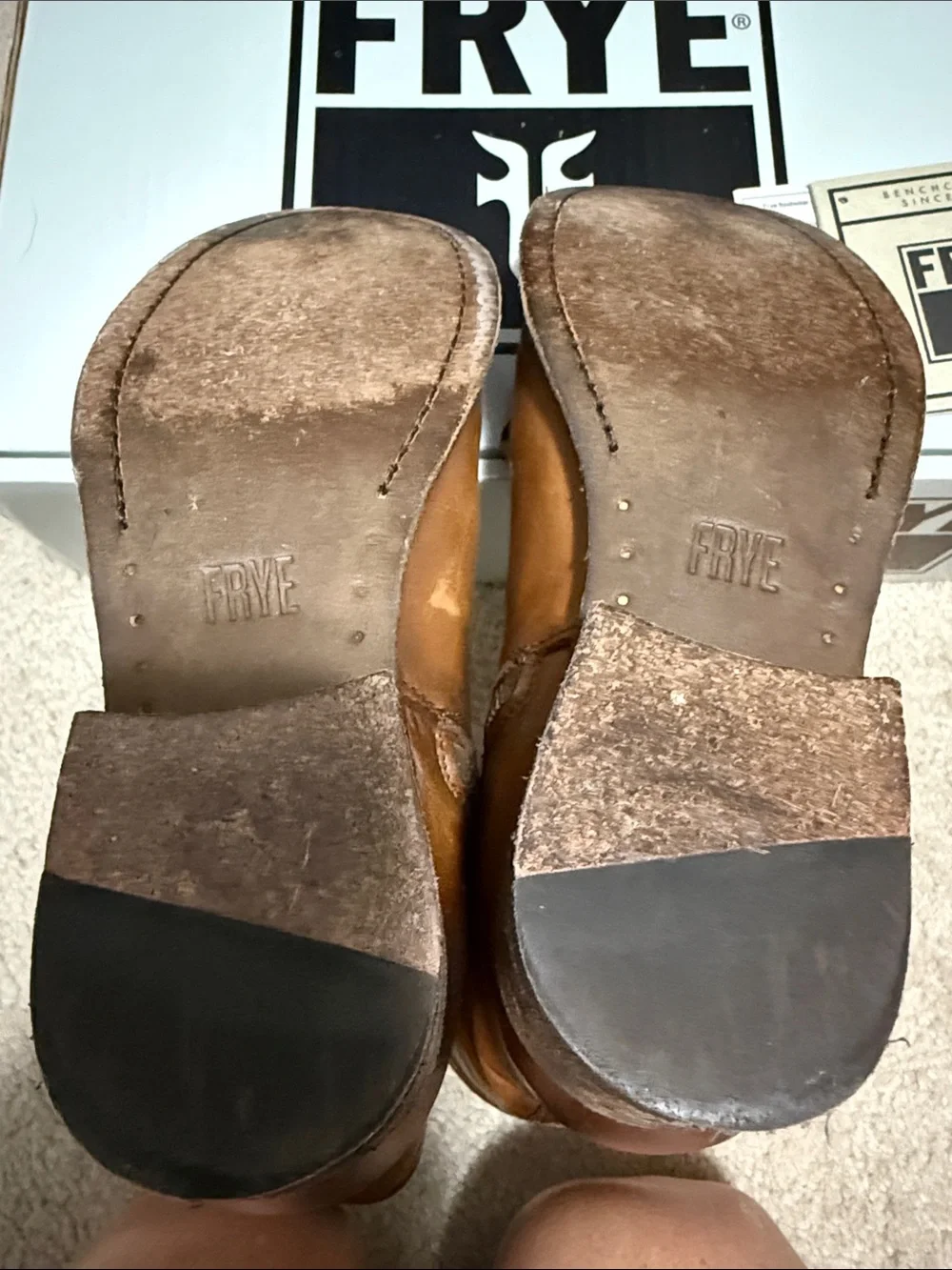 Frye Cognac Brown Leather Zip-Back Ankle Boots 5.5
